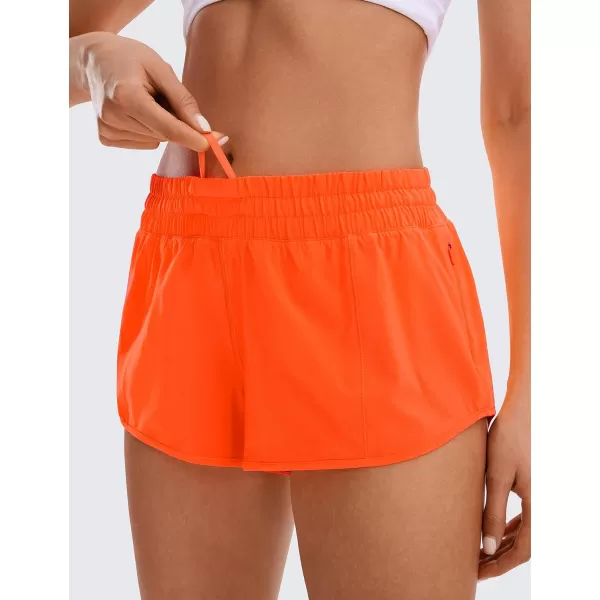 CRZ YOGA Womens Running Shorts Low Waisted 25  Mesh Liner Quick Dry Track Gym Athletic Workout Shorts with Zip PocketNeon Orange