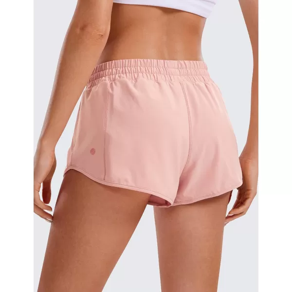 CRZ YOGA Womens Running Shorts Low Waisted 25  Mesh Liner Quick Dry Track Gym Athletic Workout Shorts with Zip PocketPuff Pink