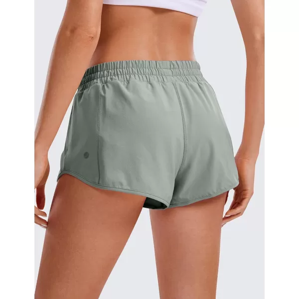 CRZ YOGA Womens Running Shorts Low Waisted 25  Mesh Liner Quick Dry Track Gym Athletic Workout Shorts with Zip PocketSterling