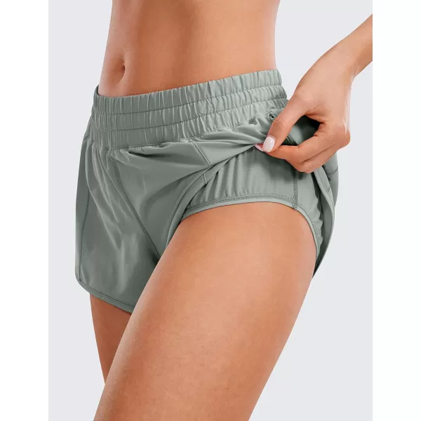 CRZ YOGA Womens Running Shorts Low Waisted 25  Mesh Liner Quick Dry Track Gym Athletic Workout Shorts with Zip PocketSterling