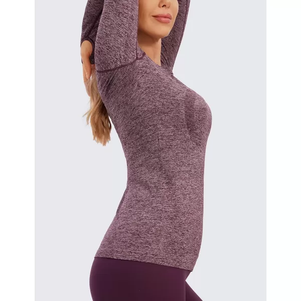 CRZ YOGA Womens Seamless Athletic Long Sleeves Sports Running Shirt Breathable Gym Workout TopRed Revelryslim Fit