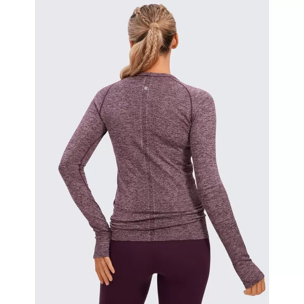 CRZ YOGA Womens Seamless Athletic Long Sleeves Sports Running Shirt Breathable Gym Workout TopRed Revelryslim Fit