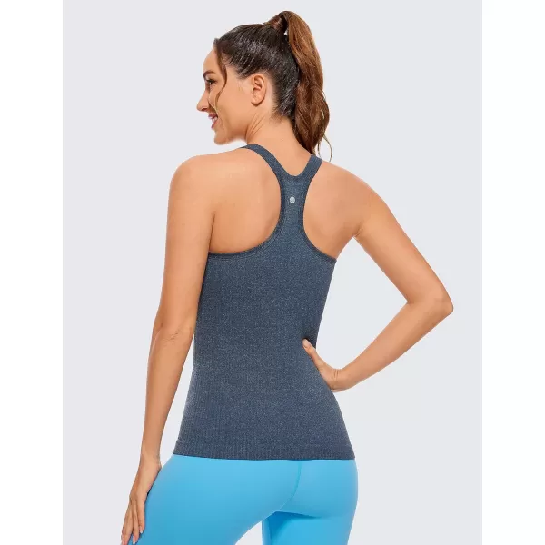 CRZ YOGA Womens Seamless Ribbed Racerback Tank Tops with Built in Bra  Padded Scoop Neck Slimming Athletic Long CamisoleGrayblue