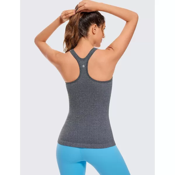 CRZ YOGA Womens Seamless Ribbed Racerback Tank Tops with Built in Bra  Padded Scoop Neck Slimming Athletic Long CamisoleLight Gray 7