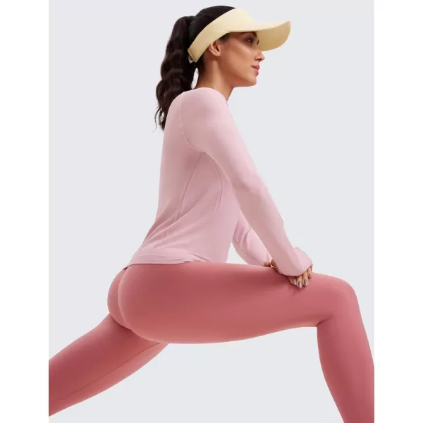 CRZ YOGA Womens Seamless Workout Long Sleeve Shirts Quick Dry Gym Athletic Tops Breathable Running Yoga ShirtRose Blush