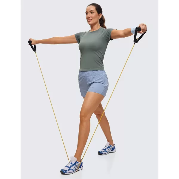 CRZ YOGA Womens Seamless Workout Tops Breathable Short Sleeve Gym Shirts Running Yoga Athletic TShirtsGrey Sage