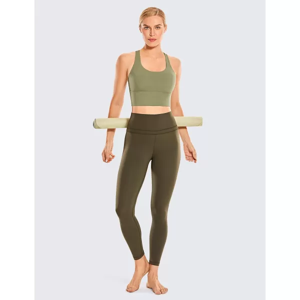 CRZ YOGA Womens Strappy Longline Sports Bras  Wirefree Padded Medium Impact Workout Crop Tank TopMoss Green