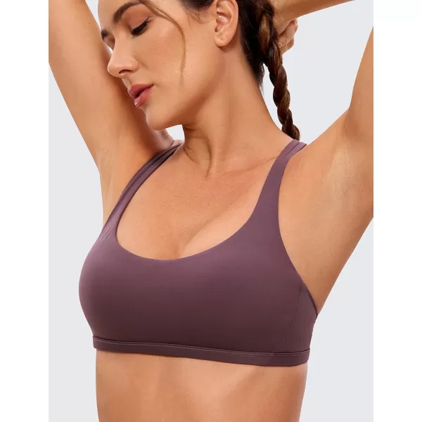 CRZ YOGA Womens Strappy Sports Bra  Criss Cross Back Padded Medium Support Wireless Bra Sexy Workout Yoga BraArctic Plum