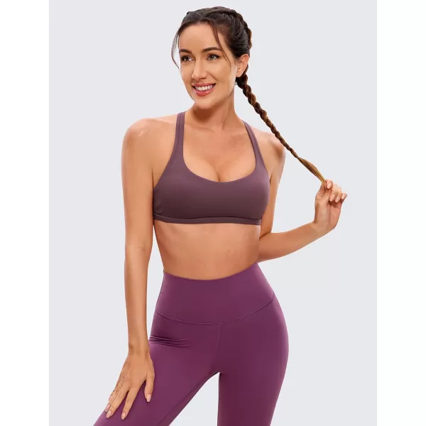 CRZ YOGA Womens Strappy Sports Bra  Criss Cross Back Padded Medium Support Wireless Bra Sexy Workout Yoga BraArctic Plum