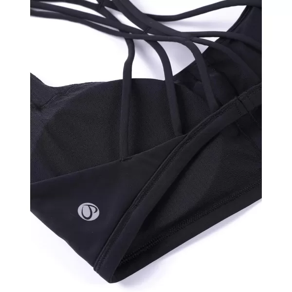 CRZ YOGA Womens Strappy Sports Bra  Criss Cross Back Padded Medium Support Wireless Bra Sexy Workout Yoga BraBlack