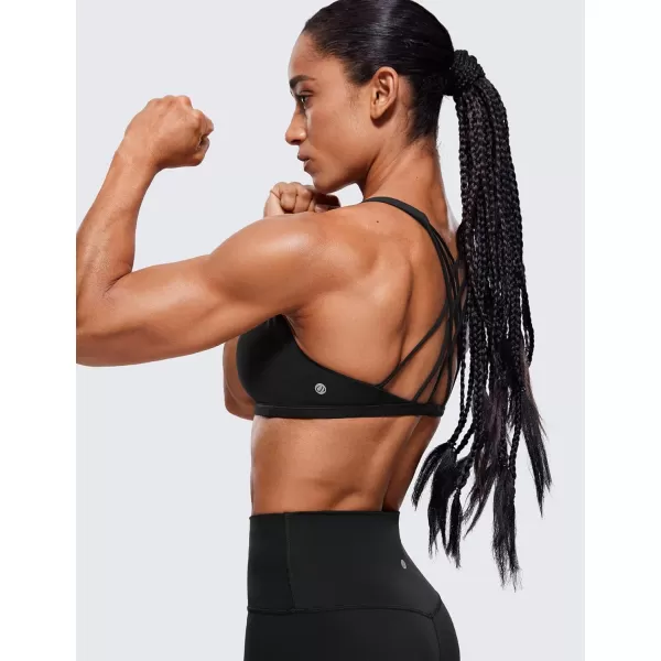 CRZ YOGA Womens Strappy Sports Bra  Criss Cross Back Padded Medium Support Wireless Bra Sexy Workout Yoga BraBlack