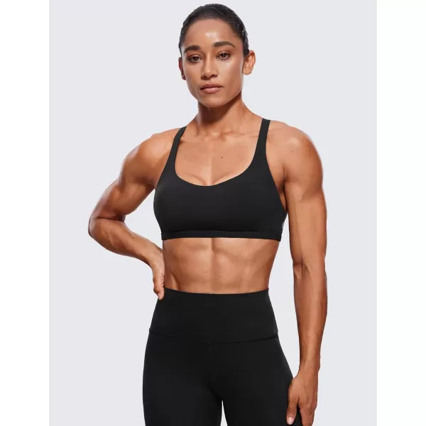 CRZ YOGA Womens Strappy Sports Bra  Criss Cross Back Padded Medium Support Wireless Bra Sexy Workout Yoga BraBlack