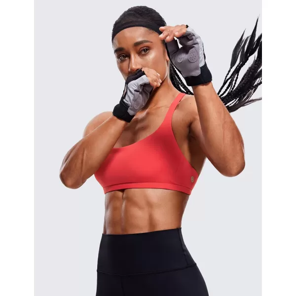 CRZ YOGA Womens Strappy Sports Bra  Criss Cross Back Padded Medium Support Wireless Bra Sexy Workout Yoga BraCrimson