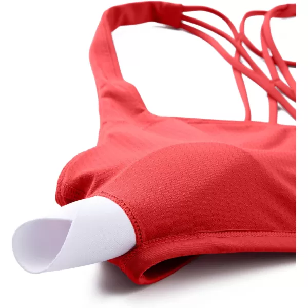 CRZ YOGA Womens Strappy Sports Bra  Criss Cross Back Padded Medium Support Wireless Bra Sexy Workout Yoga BraCrimson