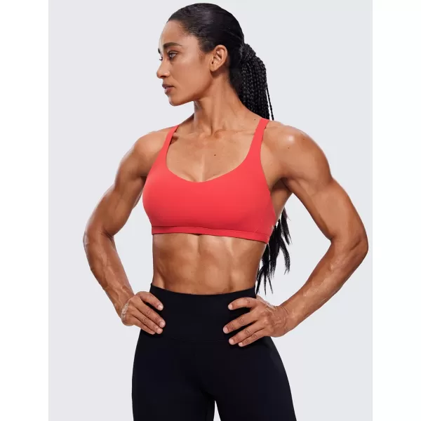 CRZ YOGA Womens Strappy Sports Bra  Criss Cross Back Padded Medium Support Wireless Bra Sexy Workout Yoga BraCrimson