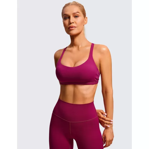 CRZ YOGA Womens Strappy Sports Bra  Criss Cross Back Padded Medium Support Wireless Bra Sexy Workout Yoga BraMagenta Purple