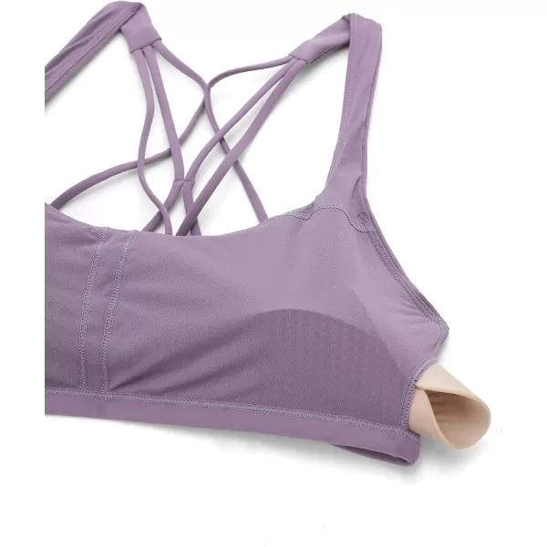 CRZ YOGA Womens Strappy Sports Bra  Criss Cross Back Padded Medium Support Wireless Bra Sexy Workout Yoga BraMatt Purple