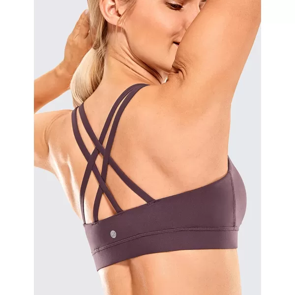 CRZ YOGA Womens Strappy Sports Bras Fitness Workout Padded Yoga Bra Criss Cross BackArctic Plum