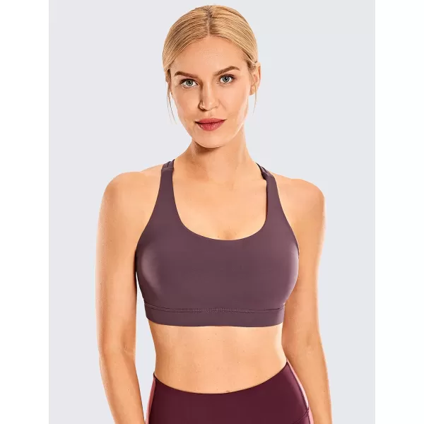 CRZ YOGA Womens Strappy Sports Bras Fitness Workout Padded Yoga Bra Criss Cross BackArctic Plum