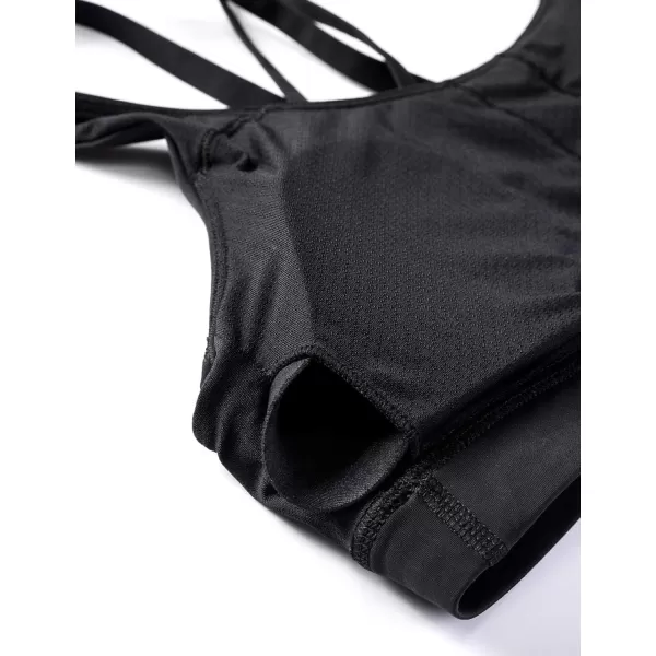 CRZ YOGA Womens Strappy Sports Bras Fitness Workout Padded Yoga Bra Criss Cross BackBlack