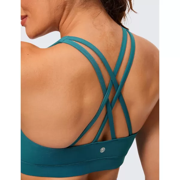 CRZ YOGA Womens Strappy Sports Bras Fitness Workout Padded Yoga Bra Criss Cross BackBorealis Green