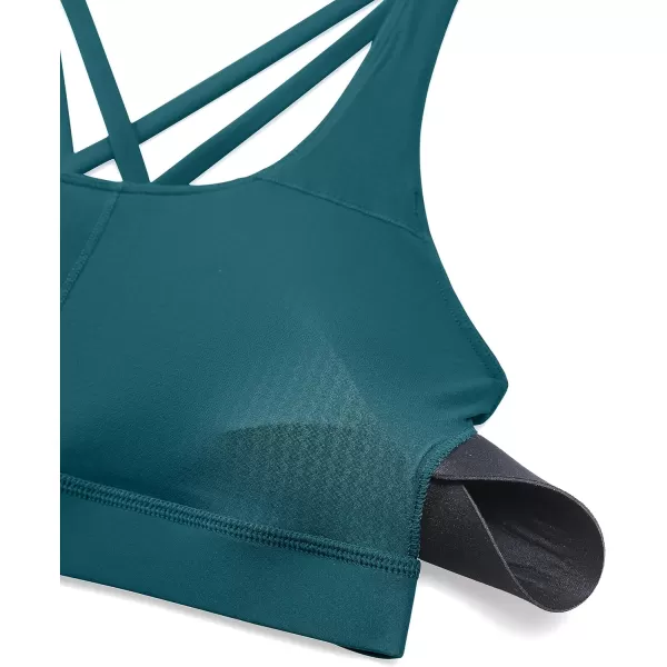 CRZ YOGA Womens Strappy Sports Bras Fitness Workout Padded Yoga Bra Criss Cross BackBorealis Green