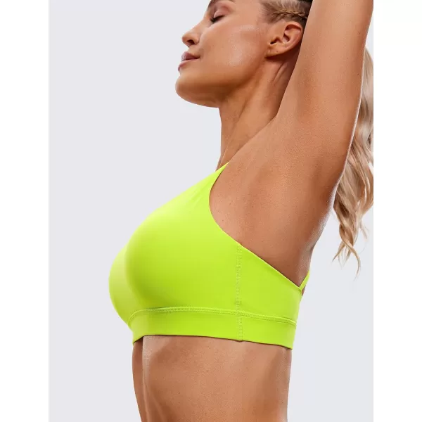 CRZ YOGA Womens Strappy Sports Bras Fitness Workout Padded Yoga Bra Criss Cross BackChartreuse