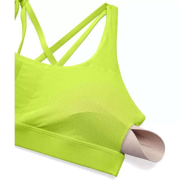 CRZ YOGA Womens Strappy Sports Bras Fitness Workout Padded Yoga Bra Criss Cross BackChartreuse