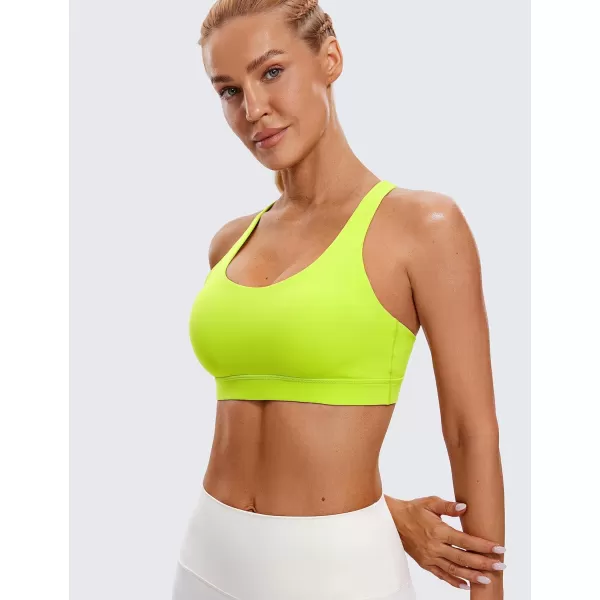 CRZ YOGA Womens Strappy Sports Bras Fitness Workout Padded Yoga Bra Criss Cross BackChartreuse