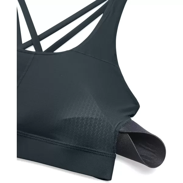 CRZ YOGA Womens Strappy Sports Bras Fitness Workout Padded Yoga Bra Criss Cross BackDark Green