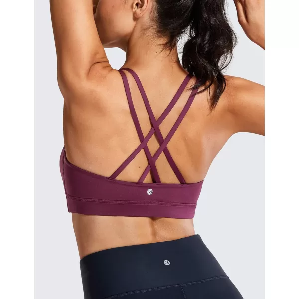 CRZ YOGA Womens Strappy Sports Bras Fitness Workout Padded Yoga Bra Criss Cross BackDark Violet