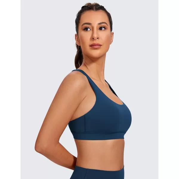 CRZ YOGA Womens Strappy Sports Bras Fitness Workout Padded Yoga Bra Criss Cross BackFrench Navy