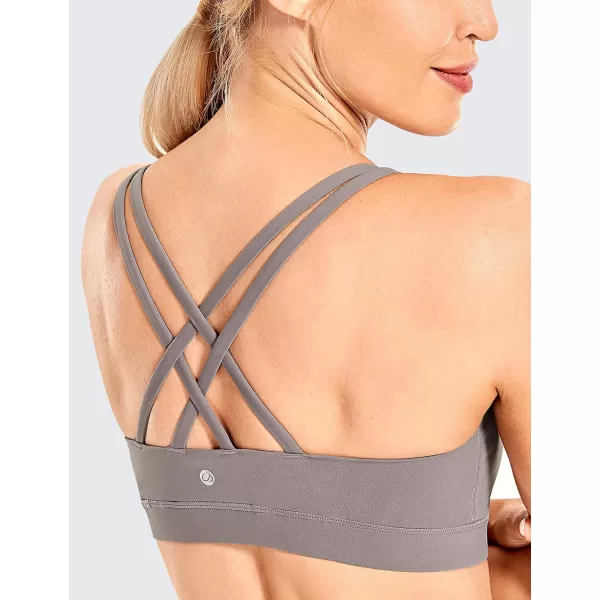 CRZ YOGA Womens Strappy Sports Bras Fitness Workout Padded Yoga Bra Criss Cross BackGray