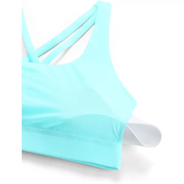 CRZ YOGA Womens Strappy Sports Bras Fitness Workout Padded Yoga Bra Criss Cross BackHydra Blue