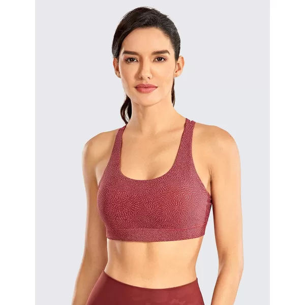 CRZ YOGA Womens Strappy Sports Bras Fitness Workout Padded Yoga Bra Criss Cross BackImpression Red