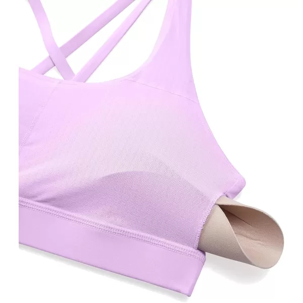 CRZ YOGA Womens Strappy Sports Bras Fitness Workout Padded Yoga Bra Criss Cross BackLilac