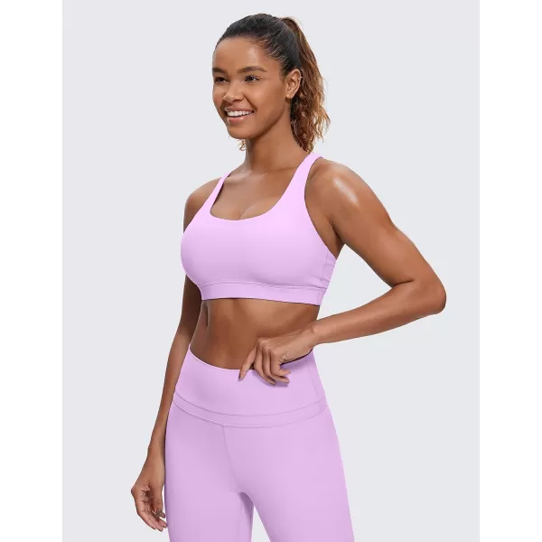 CRZ YOGA Womens Strappy Sports Bras Fitness Workout Padded Yoga Bra Criss Cross BackLilac