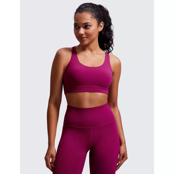 CRZ YOGA Womens Strappy Sports Bras Fitness Workout Padded Yoga Bra Criss Cross BackMagenta Purple