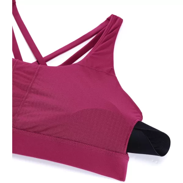 CRZ YOGA Womens Strappy Sports Bras Fitness Workout Padded Yoga Bra Criss Cross BackMagenta Purple