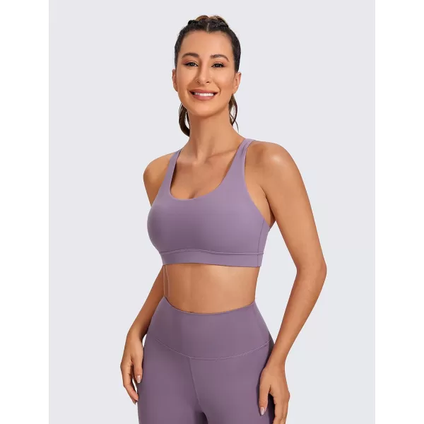 CRZ YOGA Womens Strappy Sports Bras Fitness Workout Padded Yoga Bra Criss Cross BackMatt Purple