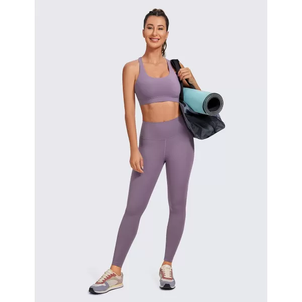 CRZ YOGA Womens Strappy Sports Bras Fitness Workout Padded Yoga Bra Criss Cross BackMatt Purple