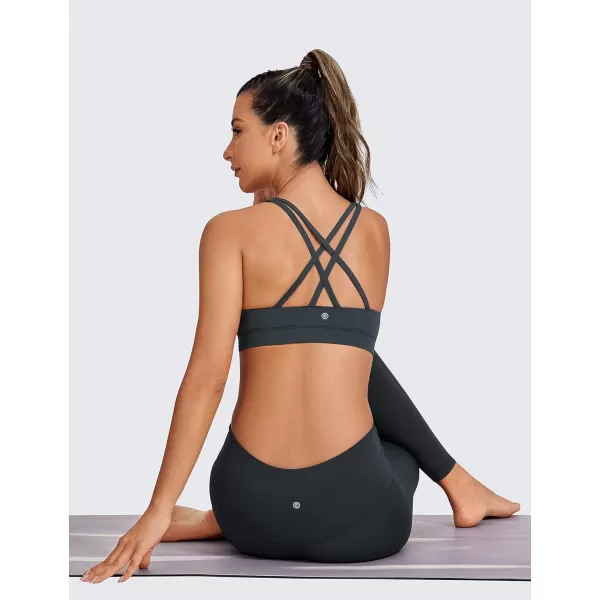 CRZ YOGA Womens Strappy Sports Bras Fitness Workout Padded Yoga Bra Criss Cross BackMelanite