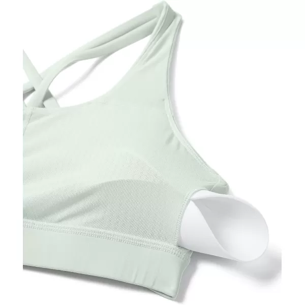 CRZ YOGA Womens Strappy Sports Bras Fitness Workout Padded Yoga Bra Criss Cross BackPale Straw Green