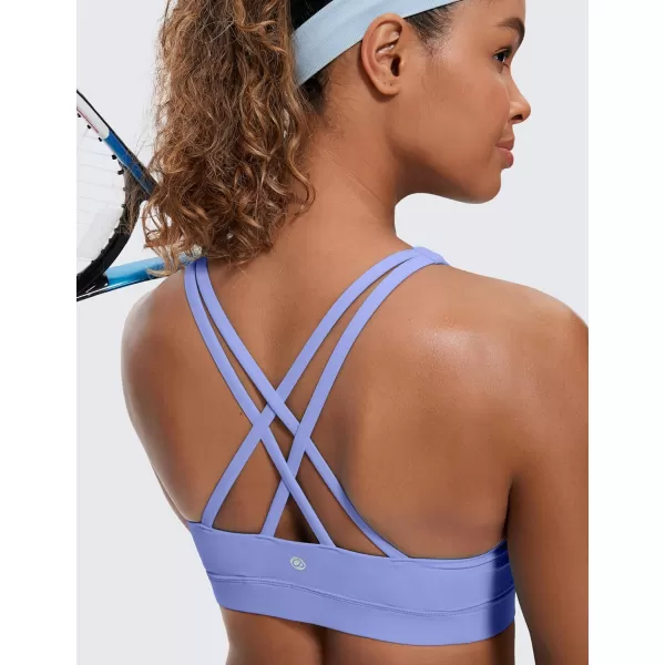 CRZ YOGA Womens Strappy Sports Bras Fitness Workout Padded Yoga Bra Criss Cross BackPeriwinkle Purple