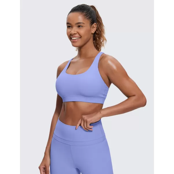 CRZ YOGA Womens Strappy Sports Bras Fitness Workout Padded Yoga Bra Criss Cross BackPeriwinkle Purple
