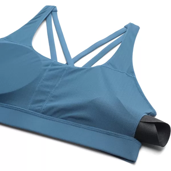 CRZ YOGA Womens Strappy Sports Bras Fitness Workout Padded Yoga Bra Criss Cross BackPetrol Blue