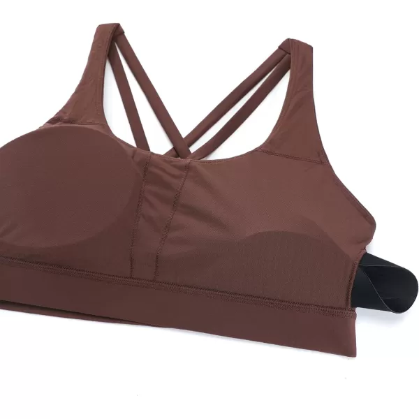 CRZ YOGA Womens Strappy Sports Bras Fitness Workout Padded Yoga Bra Criss Cross BackTaupe