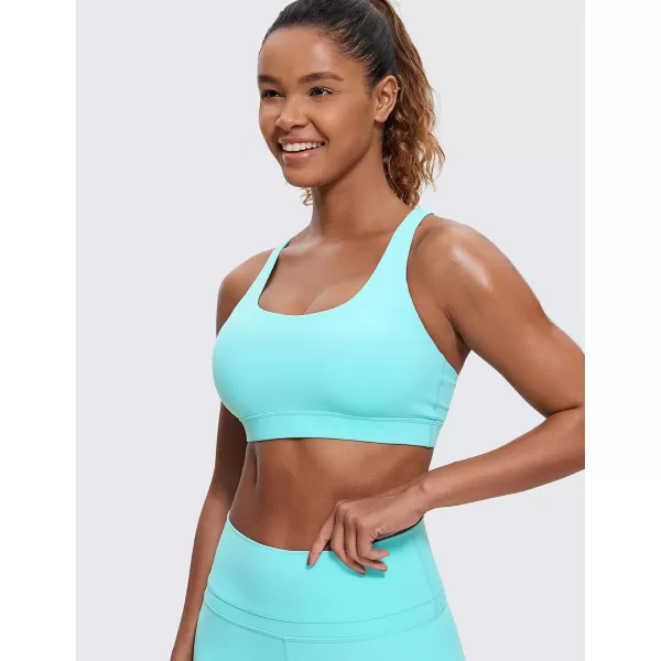 CRZ YOGA Womens Strappy Sports Bras Fitness Workout Padded Yoga Bra Criss Cross BackTurquoise