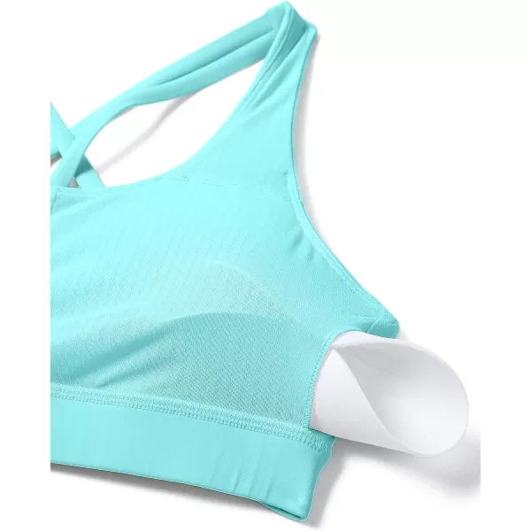 CRZ YOGA Womens Strappy Sports Bras Fitness Workout Padded Yoga Bra Criss Cross BackTurquoise