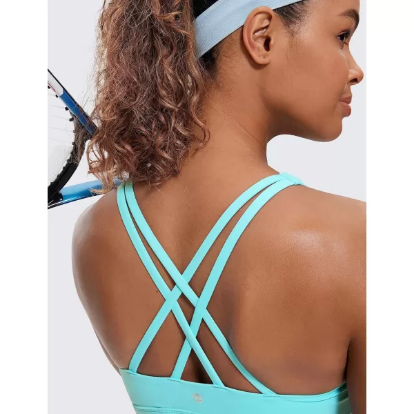 CRZ YOGA Womens Strappy Sports Bras Fitness Workout Padded Yoga Bra Criss Cross BackTurquoise